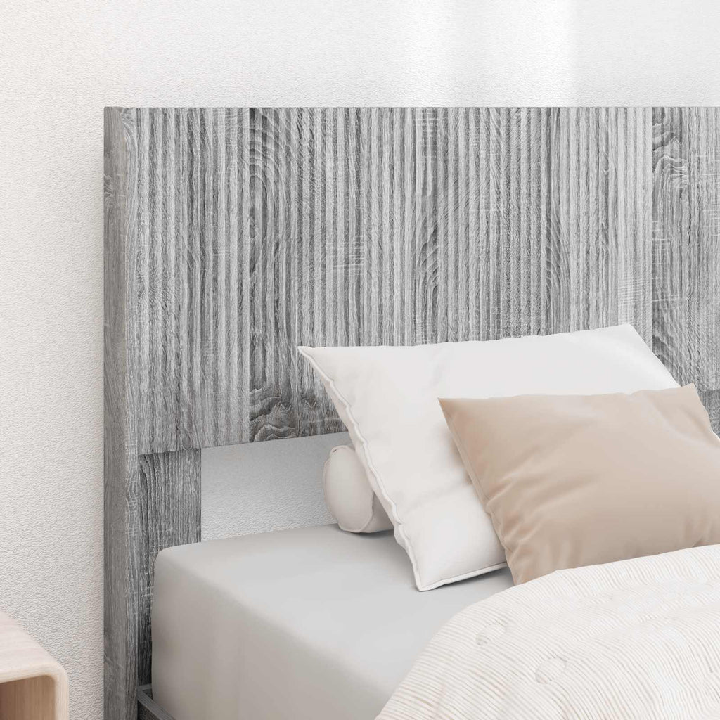 Bettgestell mit Stauraum und Kopfteil Grau Sonoma 90 x 190 cm