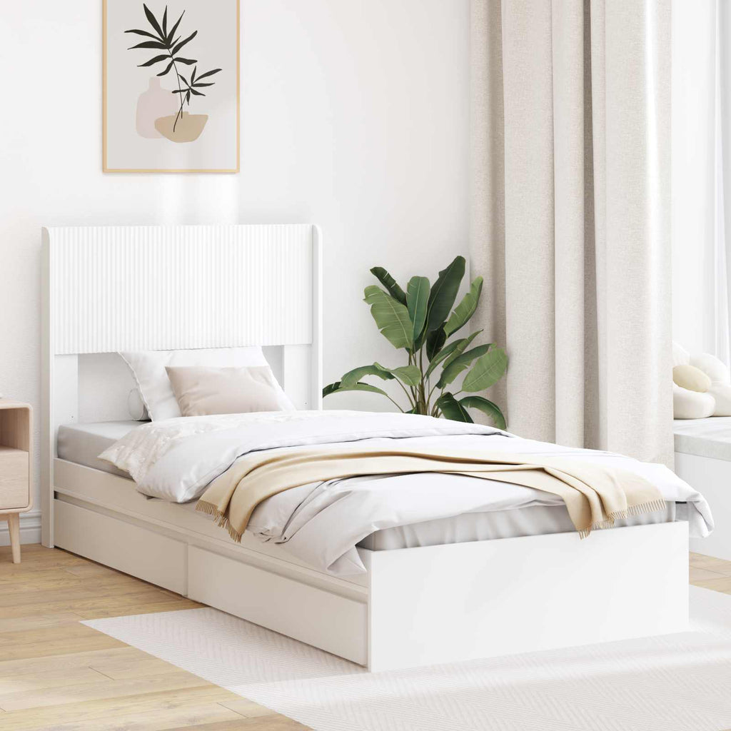 Bettgestell mit Stauraum und Kopfteil Weiß 75 x 190 cm