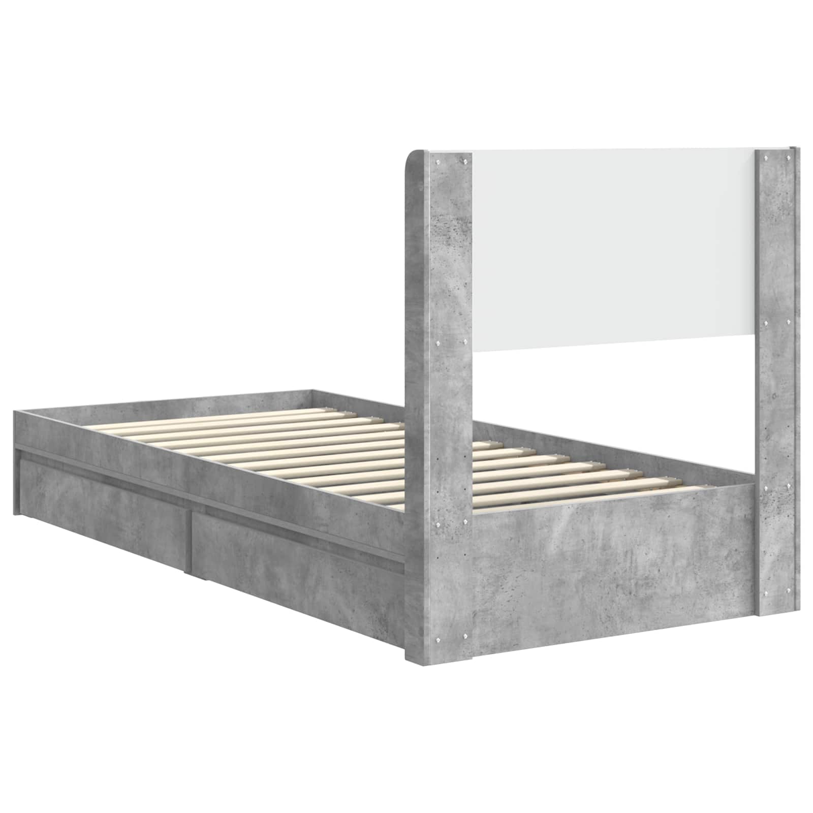 Bettgestell mit Stauraum und Kopfteil Betongrau 75 x 190 cm