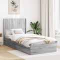 Bettgestell mit Stauraum und Kopfteil Grau Sonoma 75 x 190 cm