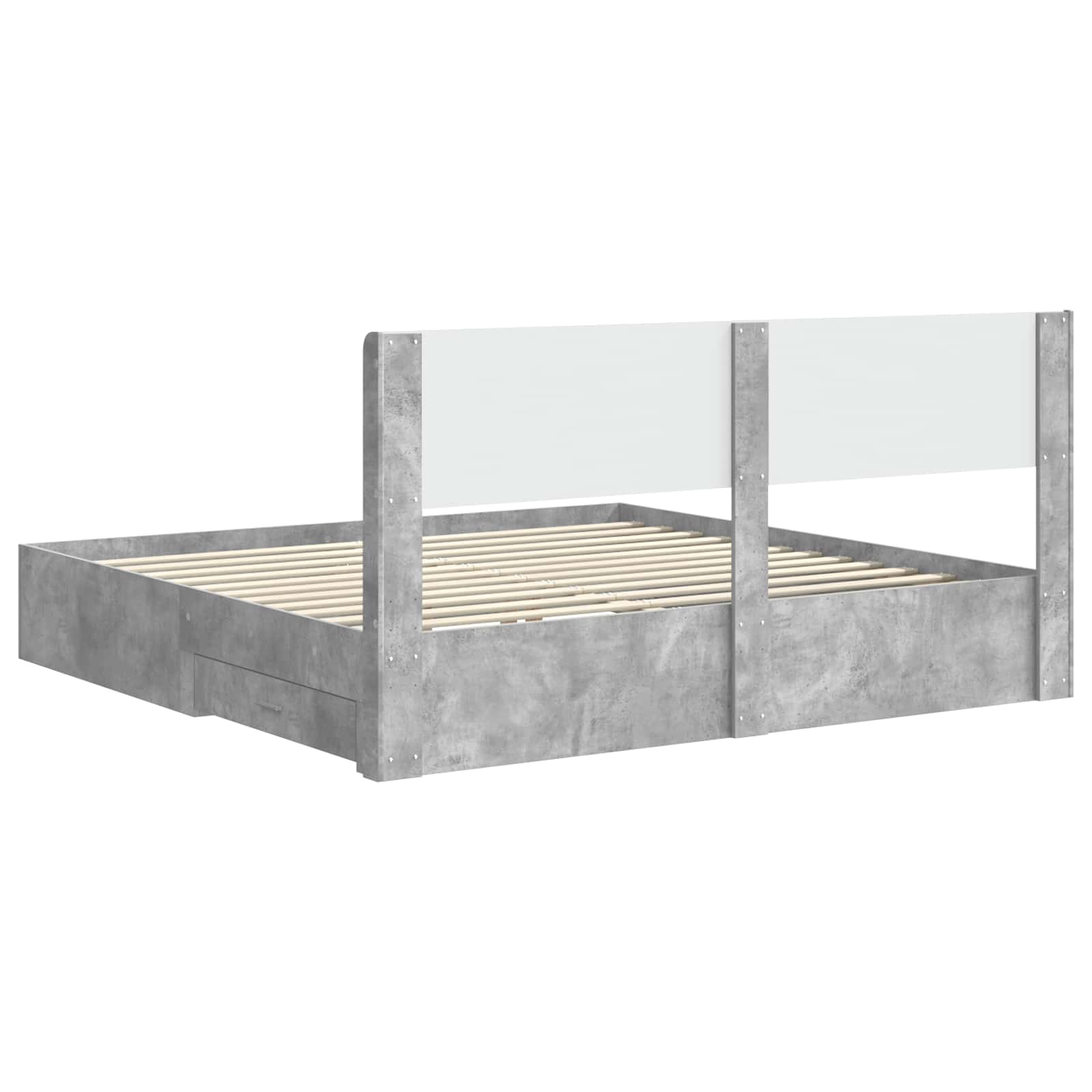 Bettgestell mit Stauraum und Kopfteil Betongrau 180 x 200 cm