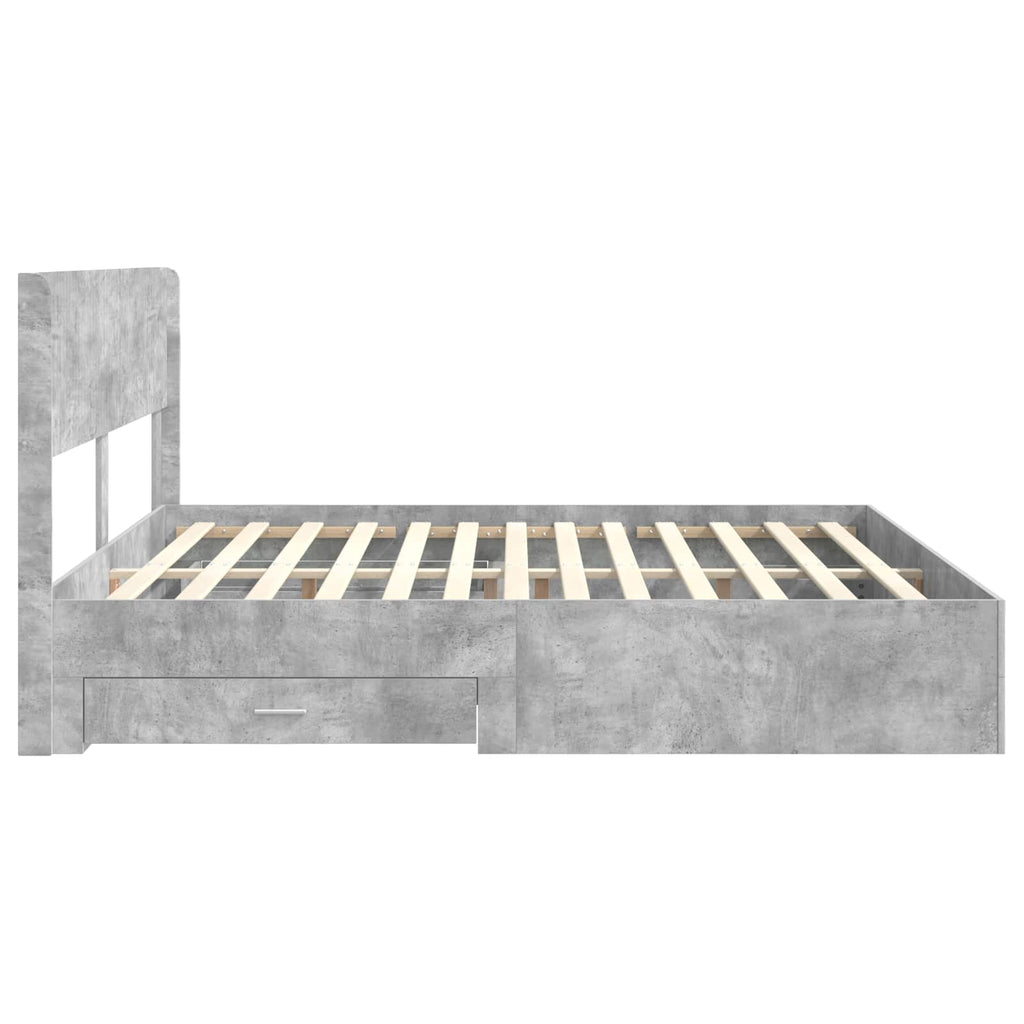 Bettgestell mit Stauraum und Kopfteil Betongrau 180 x 200 cm