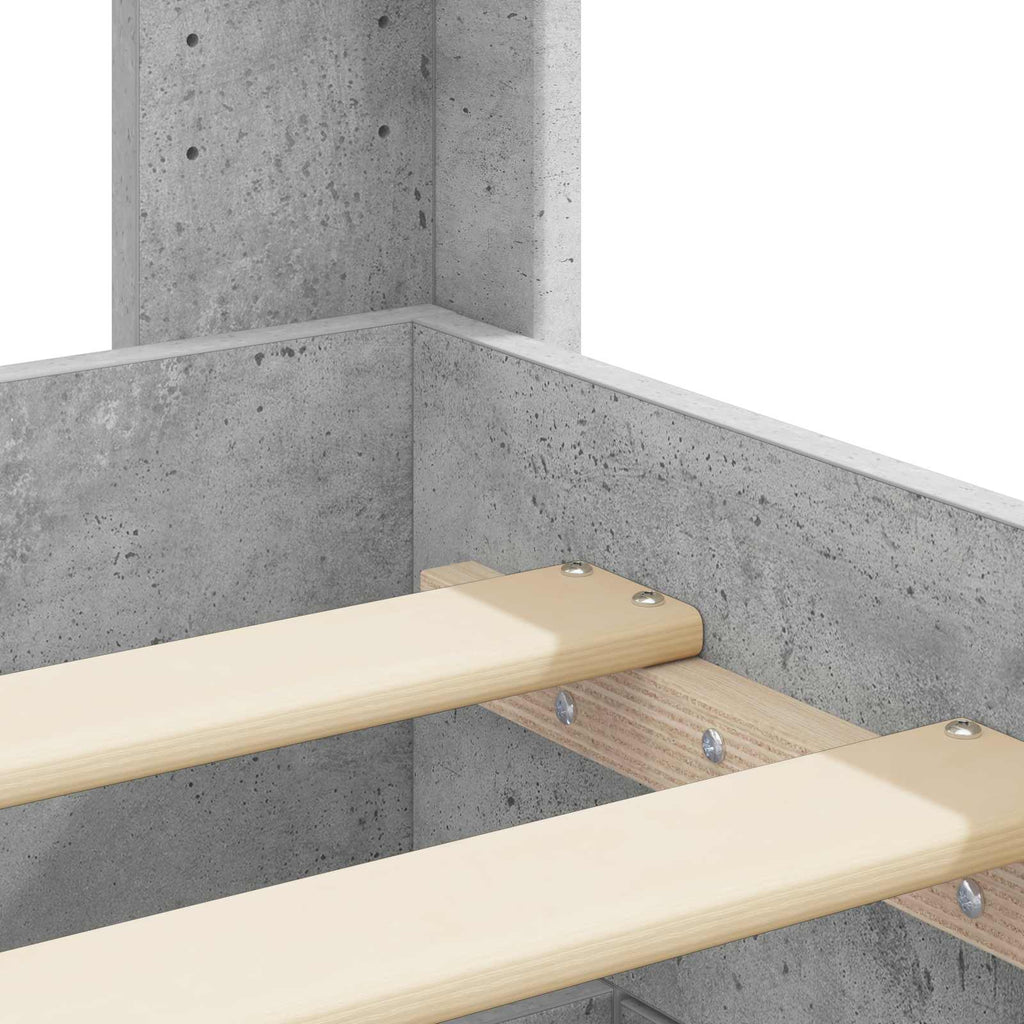 Bettgestell mit Stauraum und Kopfteil Betongrau Holzwerkstoff