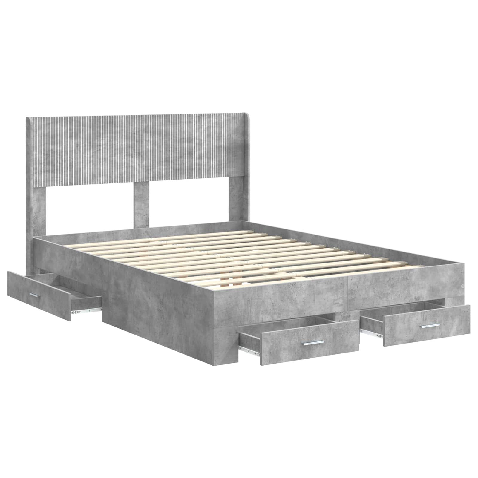 Bettgestell mit Stauraum und Kopfteil Betongrau 150 x 200 cm