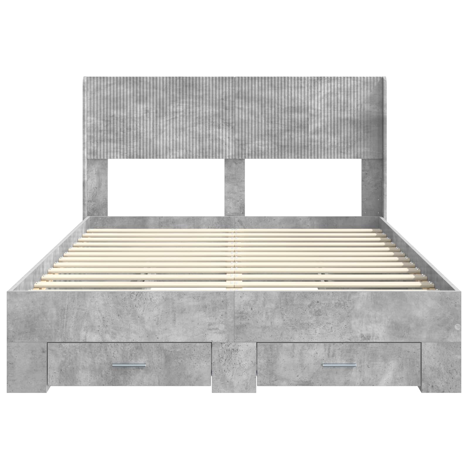 Bettgestell mit Stauraum und Kopfteil Betongrau 150 x 200 cm