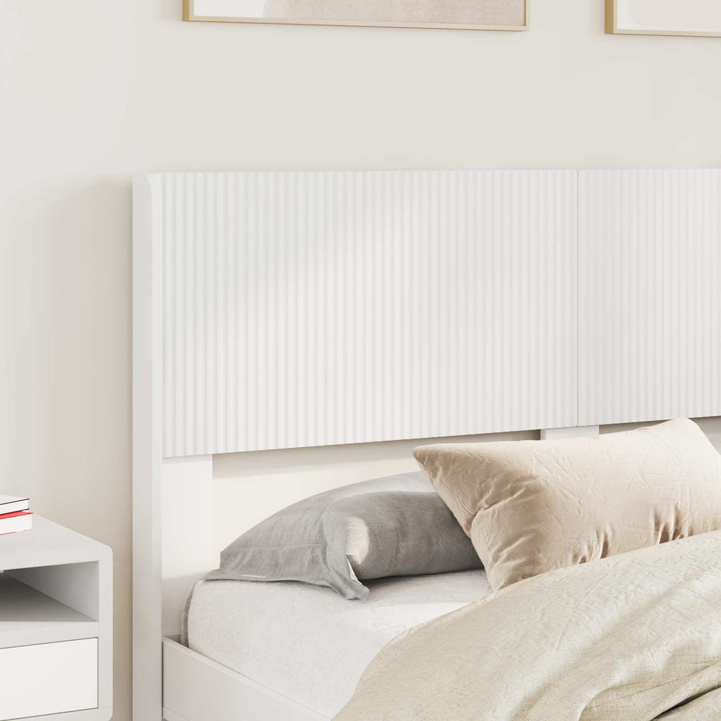 Bettgestell mit Stauraum und Kopfteil Weiß Holzwerkstoff