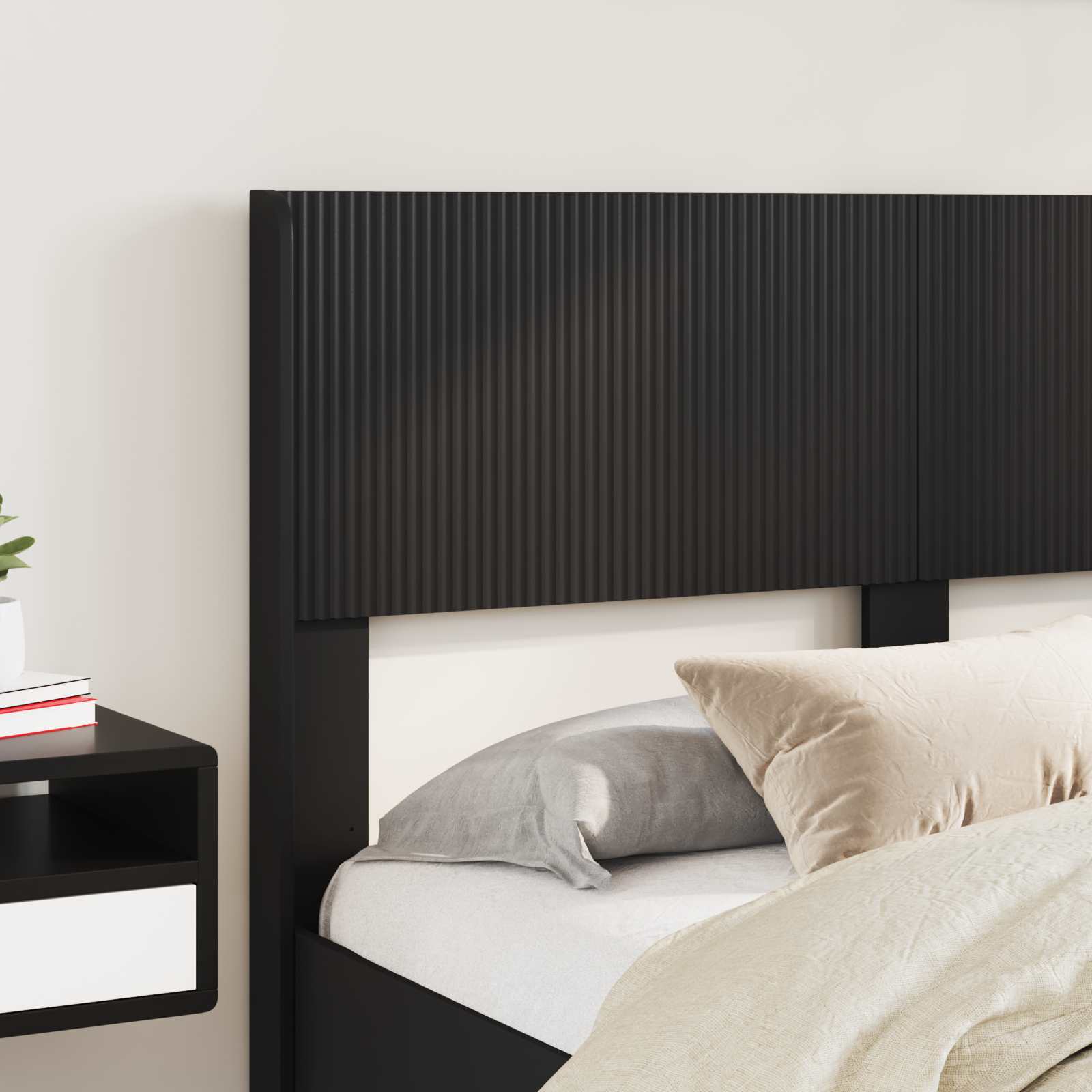Bettgestell mit Stauraum und Kopfteil Schwarz 140 x 190 cm