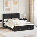 Bettgestell mit Stauraum und Kopfteil Schwarz 140 x 190 cm