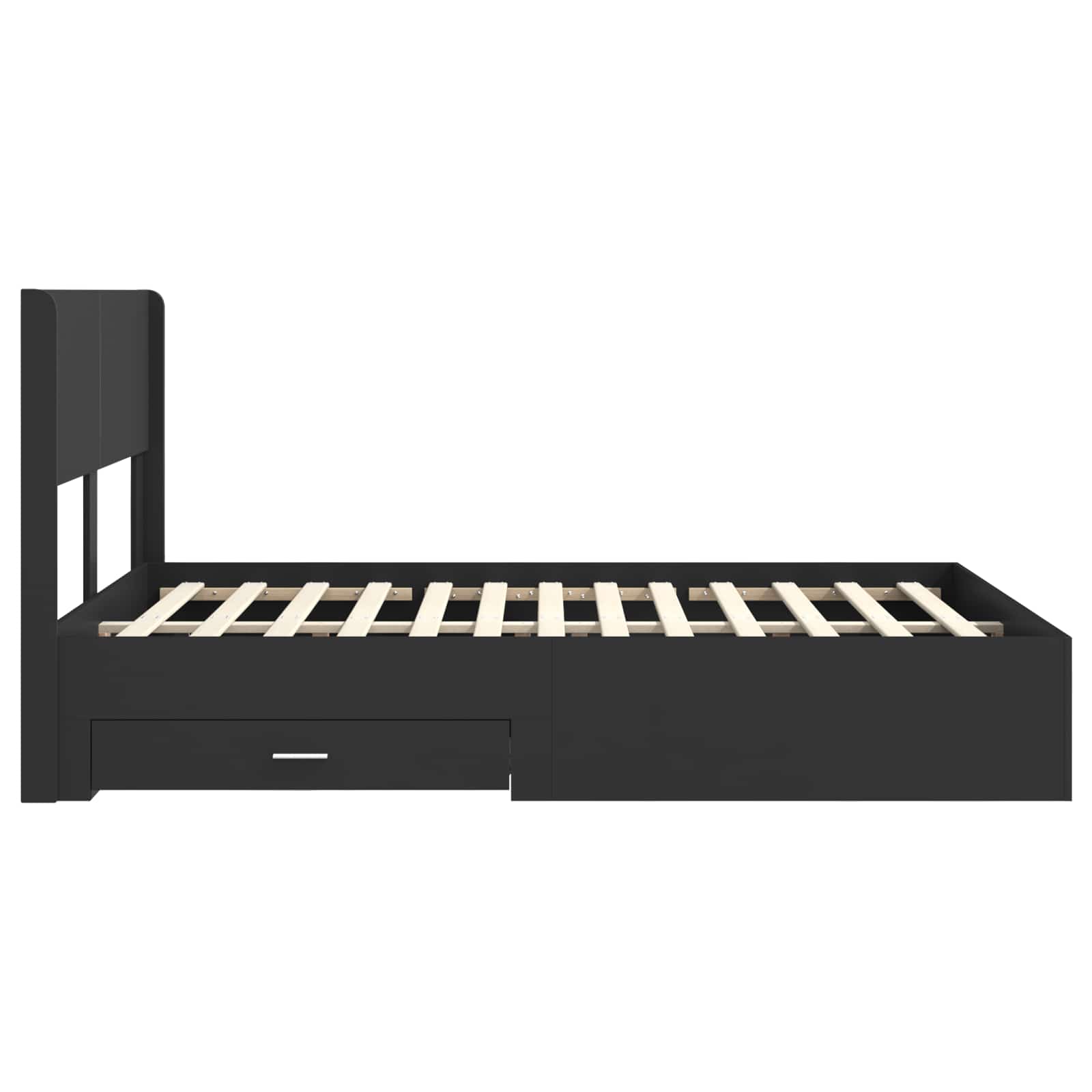 Bettgestell mit Stauraum und Kopfteil Schwarz 135 x 190 cm