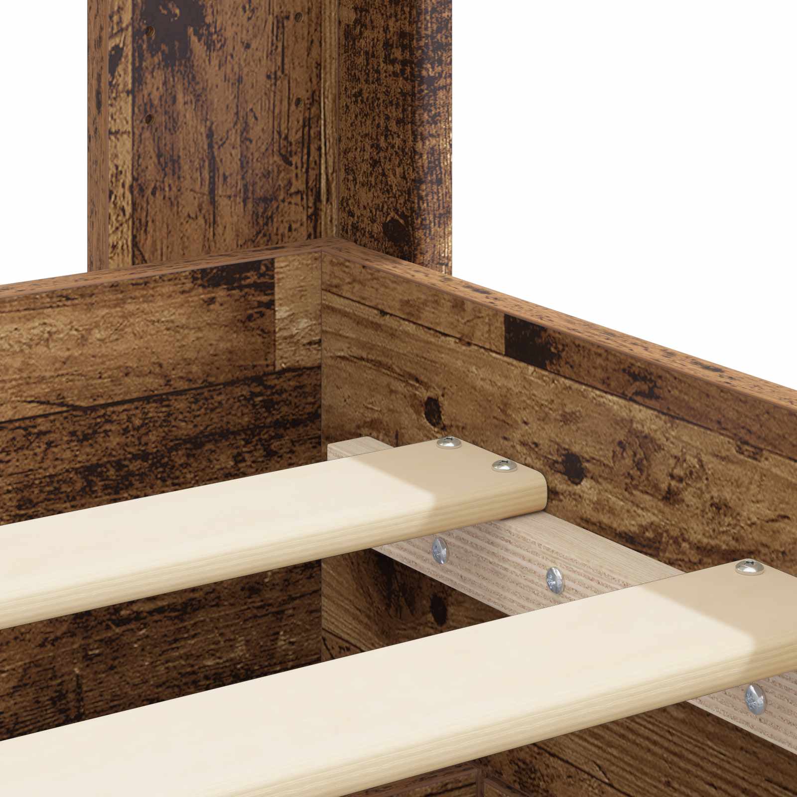 Bettgestell mit Stauraum und Kopfteil Altholz 135 x 190 cm