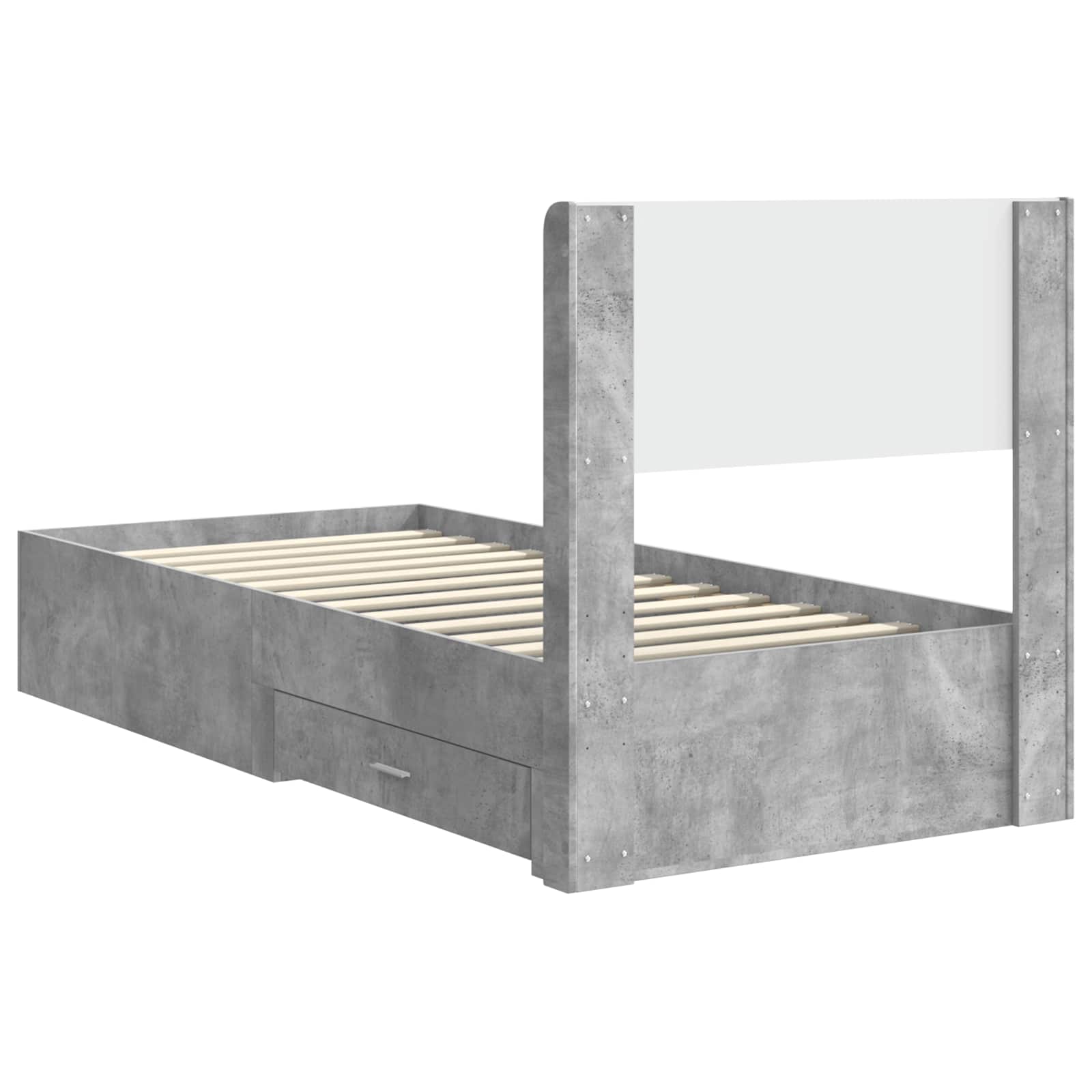Bettgestell mit Stauraum und Kopfteil Betongrau 100 x 200 cm
