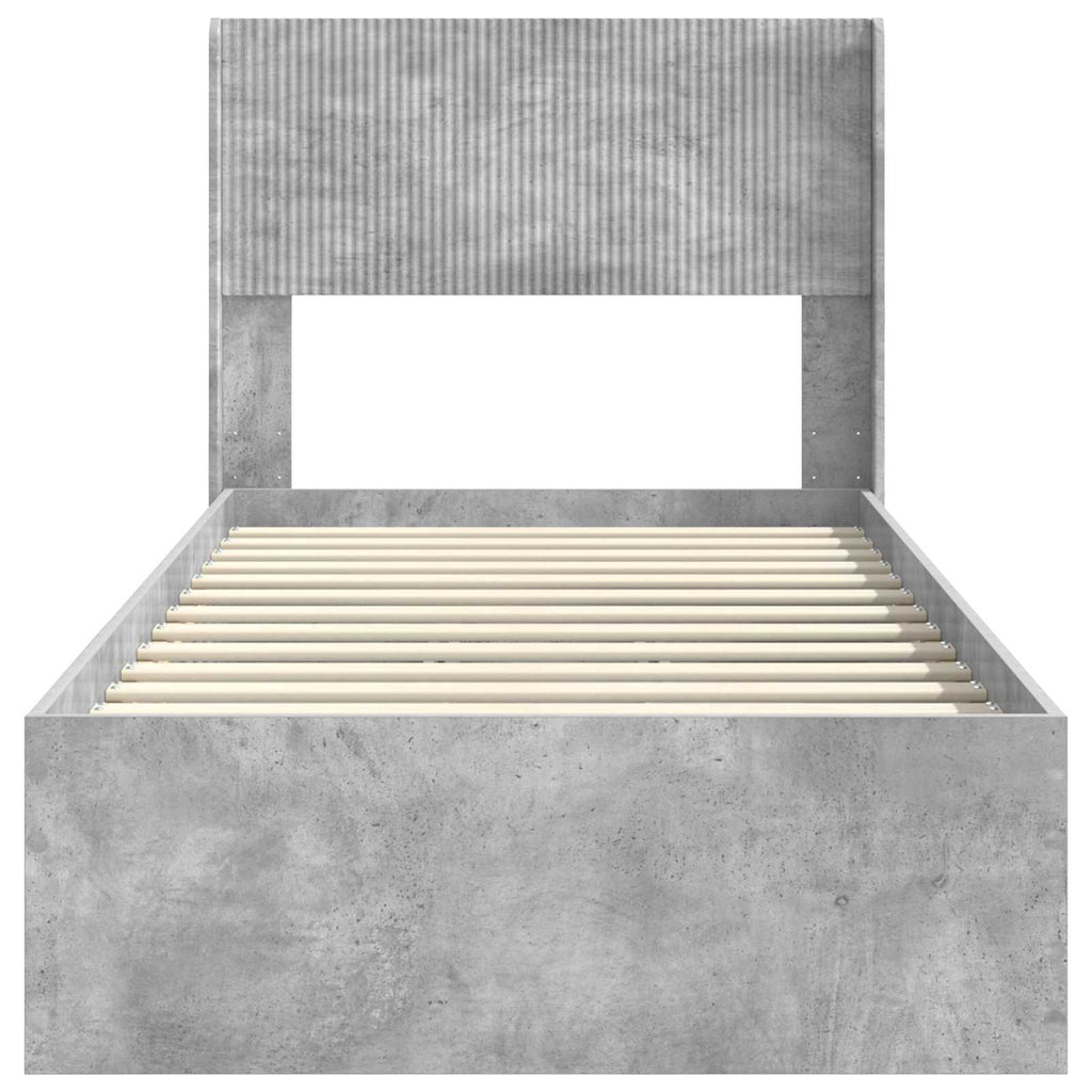 Bettgestell mit Stauraum und Kopfteil Betongrau 100 x 200 cm