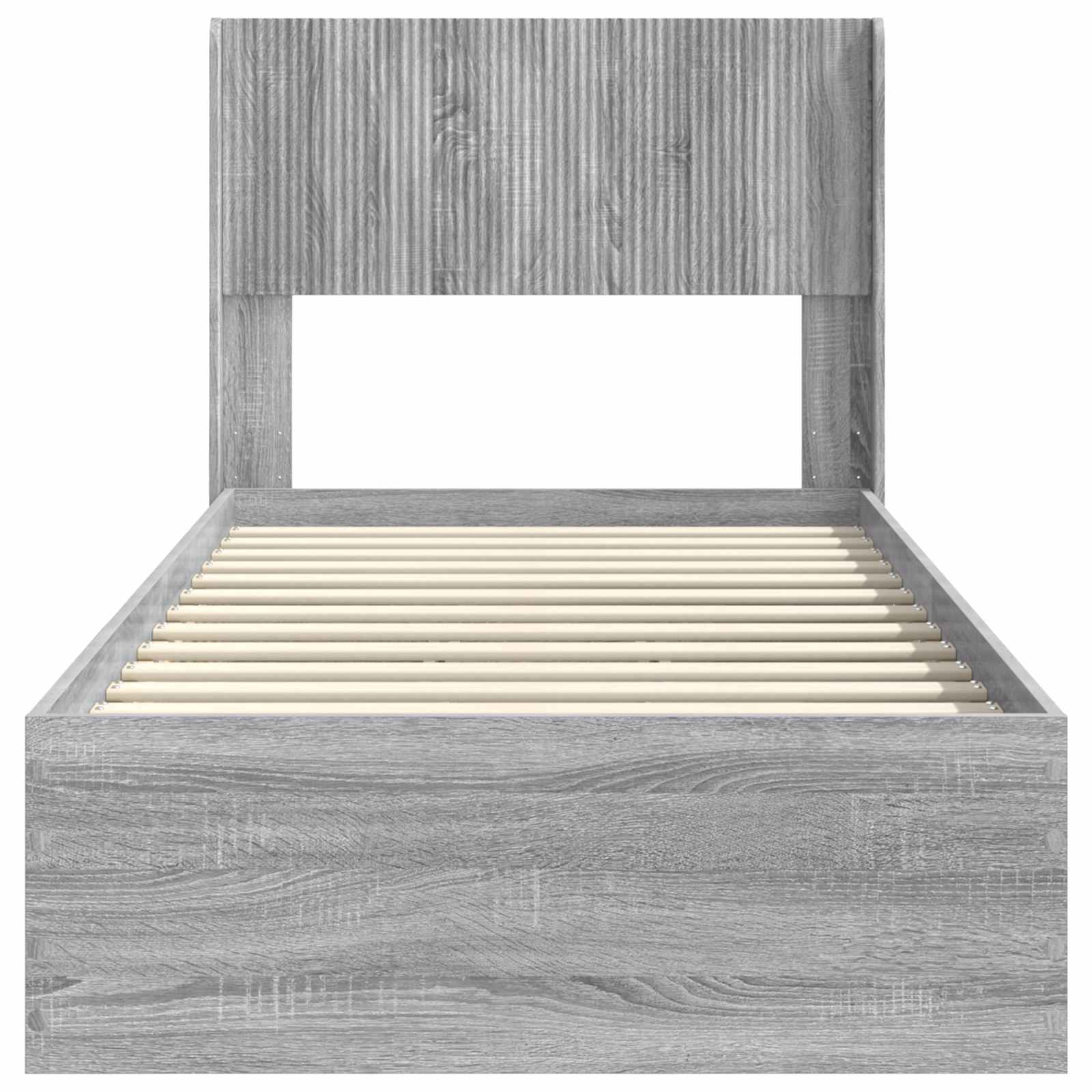 Bettgestell mit Stauraum und Kopfteil Grau Sonoma 90 x 200 cm