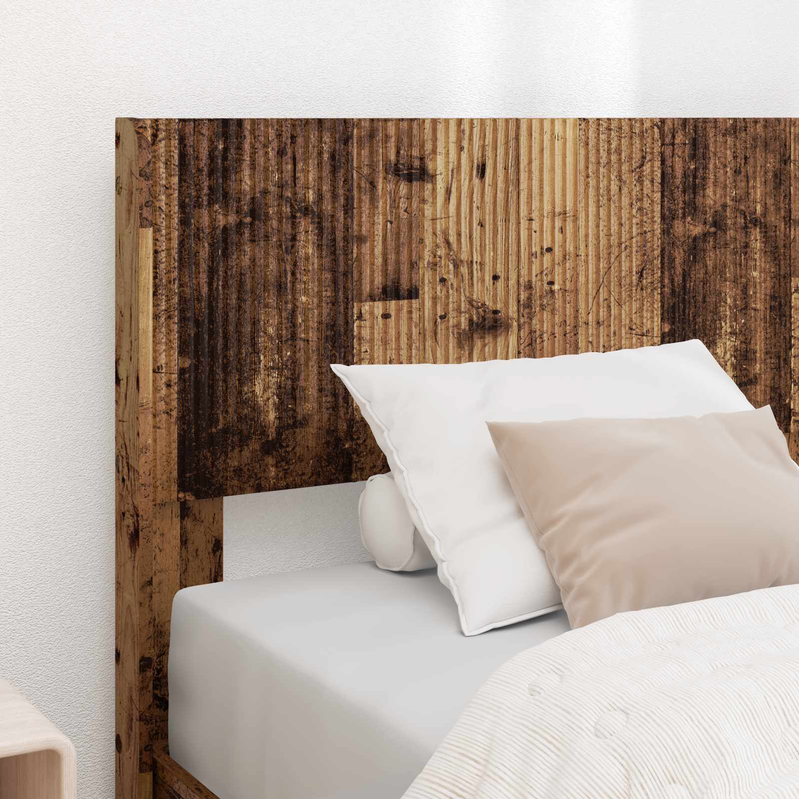 Bettgestell mit Stauraum und Kopfteil Altholz 90 x 200 cm