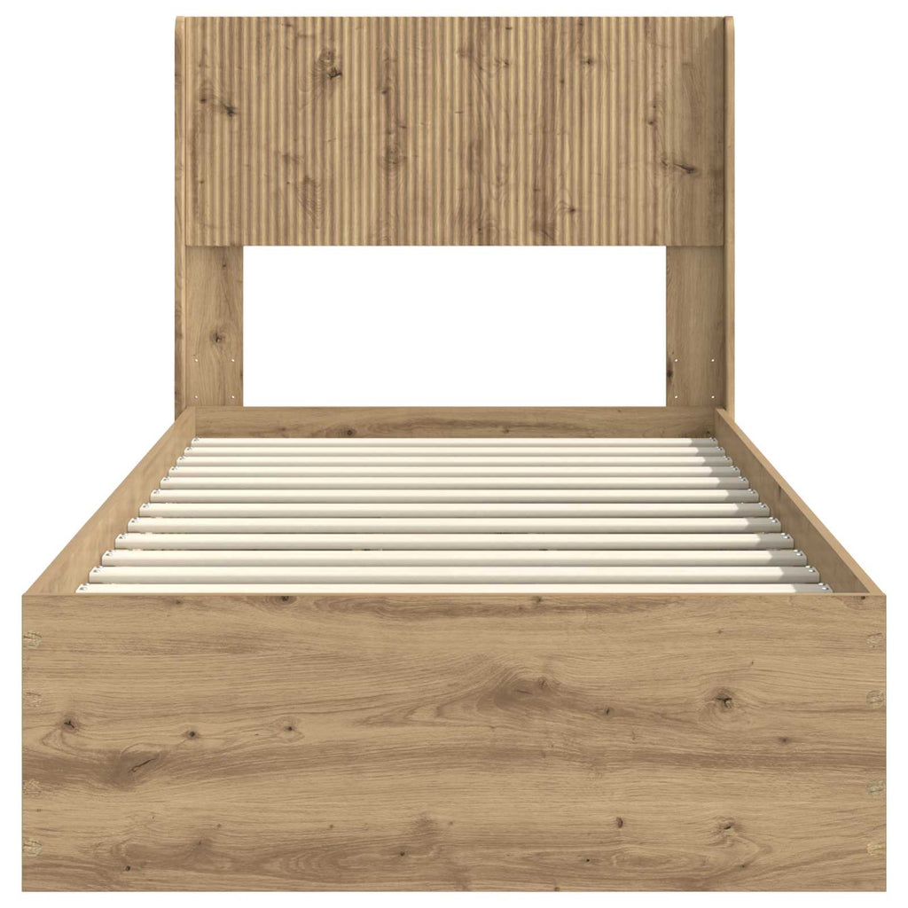 Bettgestell mit Stauraum und Kopfteil Artisan-Eiche 90 x 200 cm