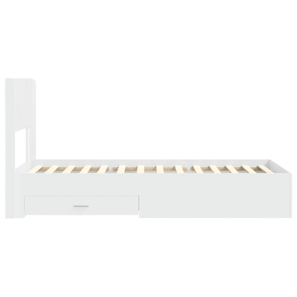 Bettgestell mit Stauraum und Kopfteil Weiß 90 x 190 cm