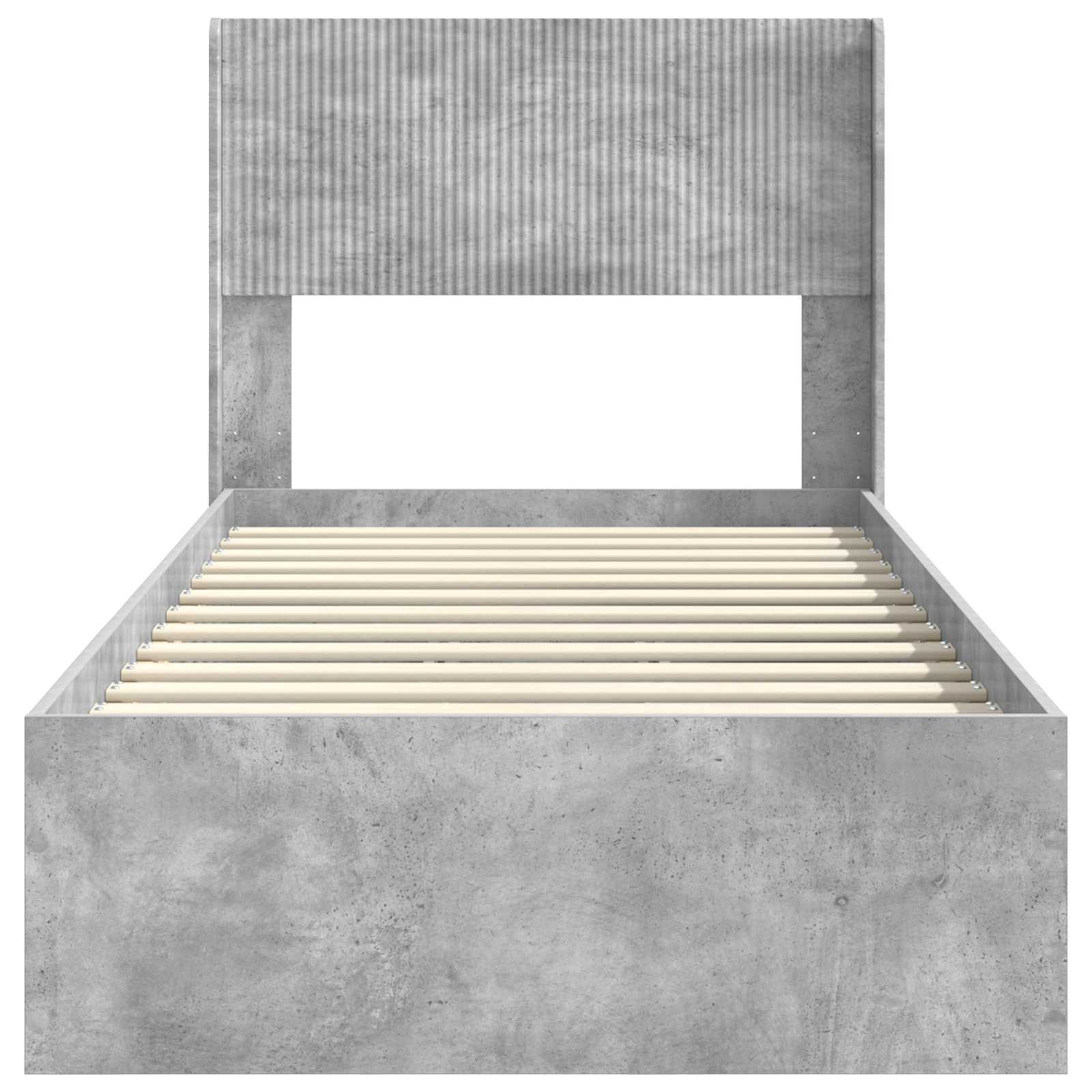 Bettgestell mit Stauraum und Kopfteil Betongrau 90 x 190 cm