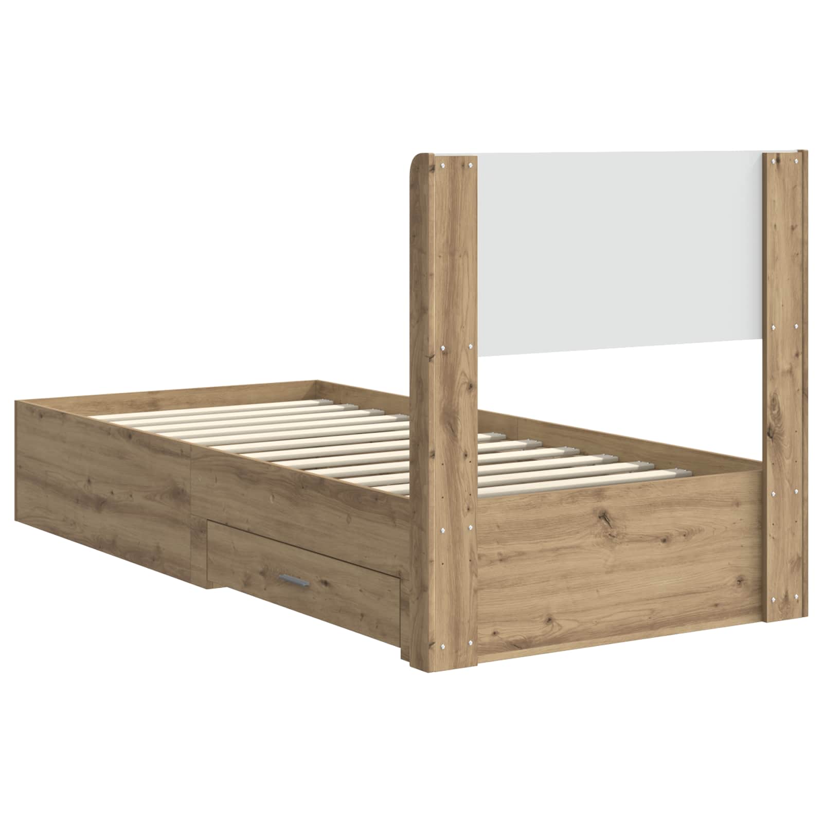 Bettgestell mit Stauraum und Kopfteil Artisan-Eiche 90 x 190 cm