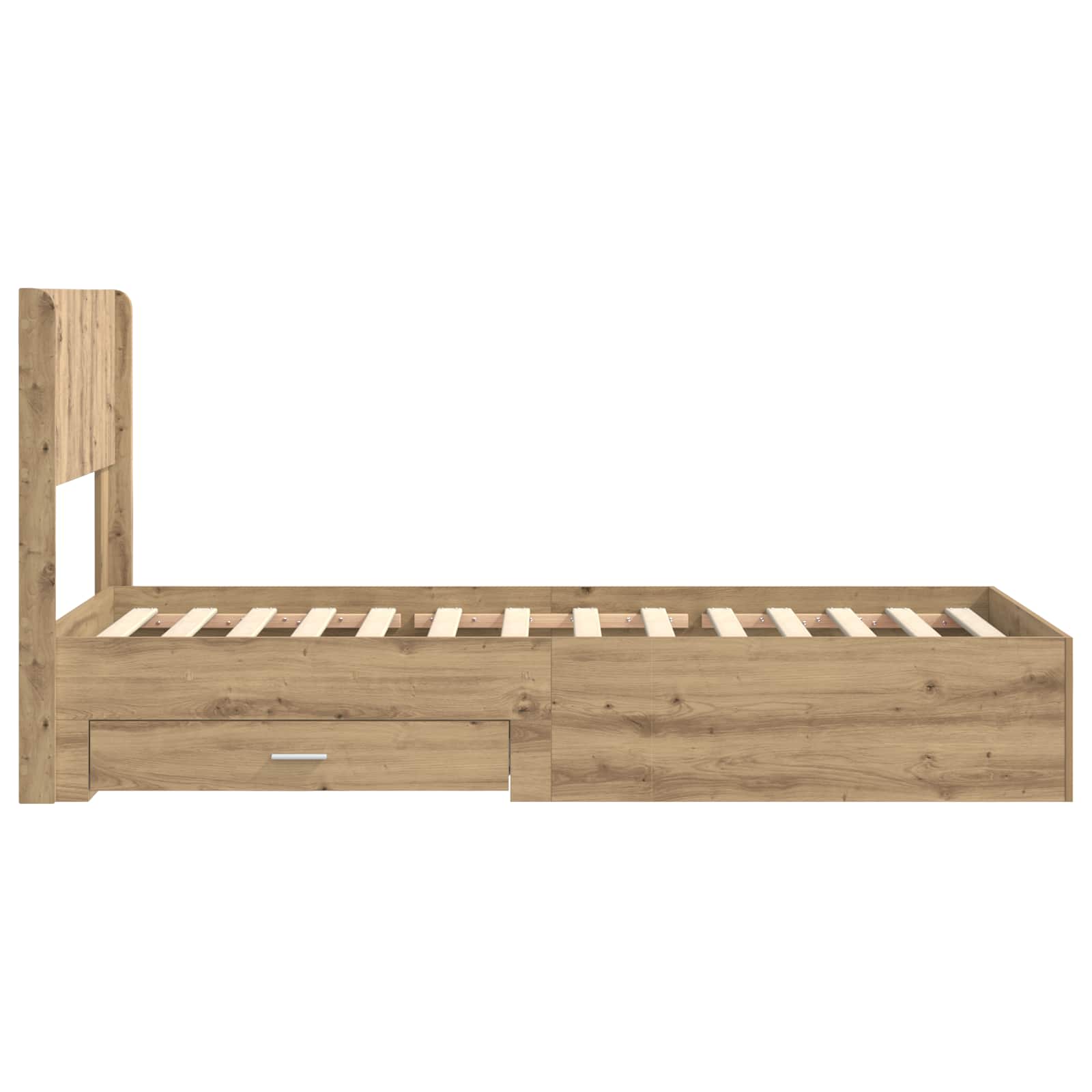 Bettgestell mit Stauraum und Kopfteil Artisan-Eiche 90 x 190 cm
