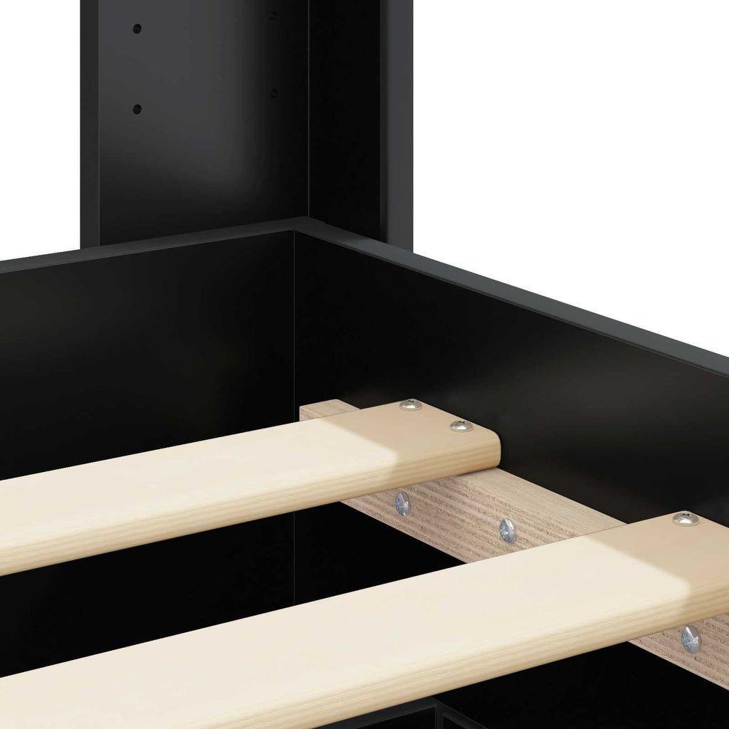 Bettgestell mit Stauraum und Kopfteil Schwarz 75 x 190 cm