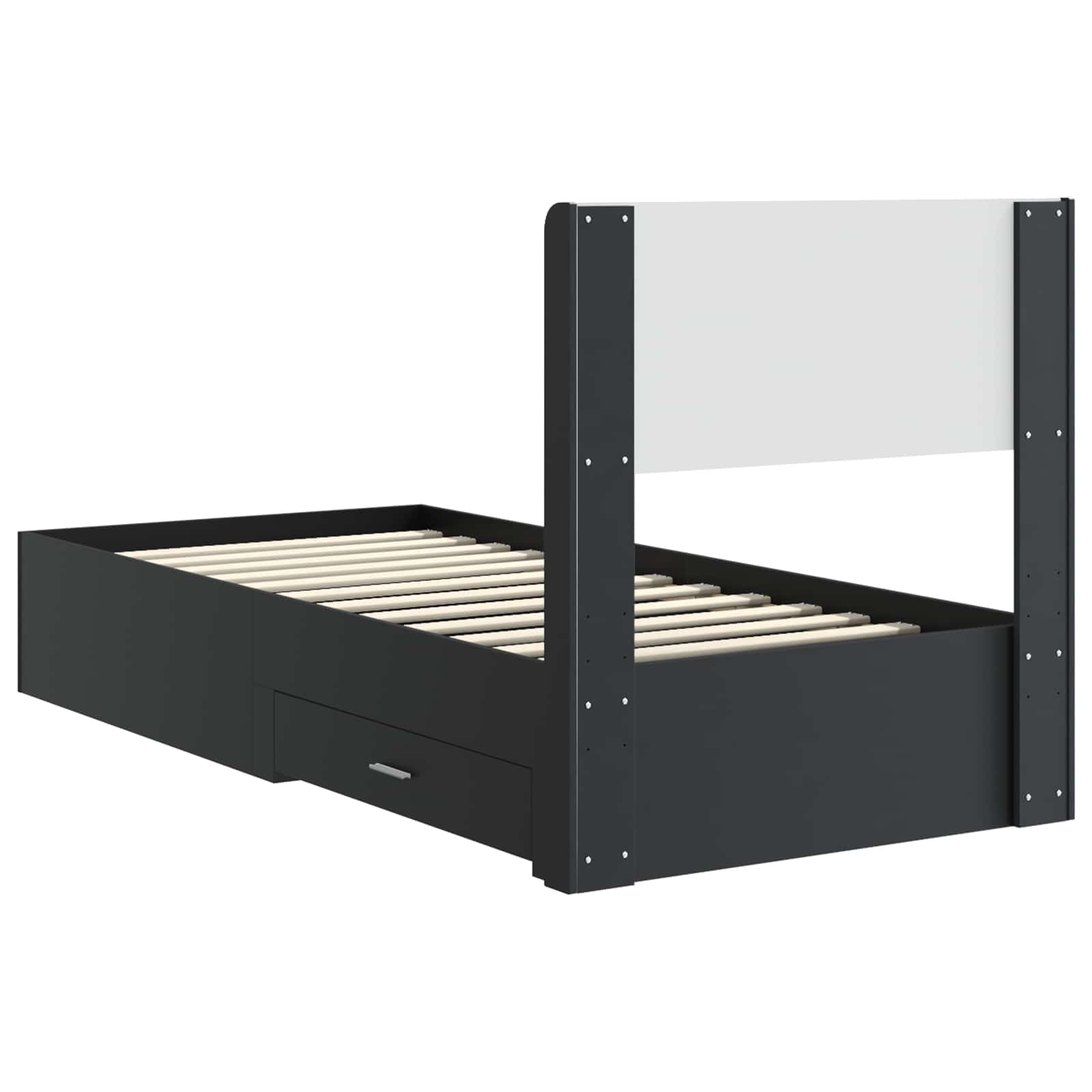 Bettgestell mit Stauraum und Kopfteil Schwarz 75 x 190 cm