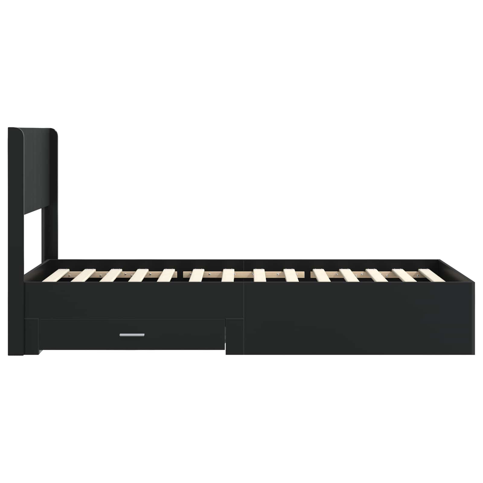 Bettgestell mit Stauraum und Kopfteil Schwarz 75 x 190 cm