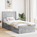 Bettgestell mit Stauraum und Kopfteil Betongrau 75 x 190 cm