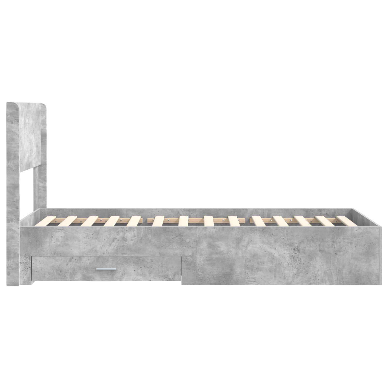 Bettgestell mit Stauraum und Kopfteil Betongrau 75 x 190 cm