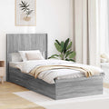 Bettgestell mit Stauraum und Kopfteil Grau Sonoma 75 x 190 cm