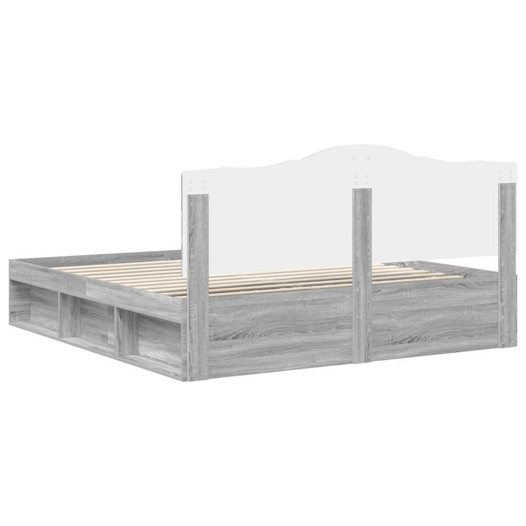 Bettrahmen Graues Sonoma 200 x 200 cm Massives Kiefernholz