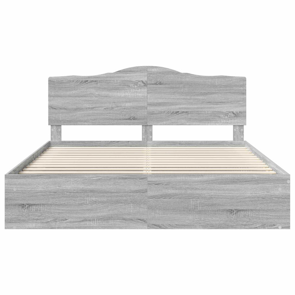 Bettrahmen Graues Sonoma 200 x 200 cm Massives Kiefernholz