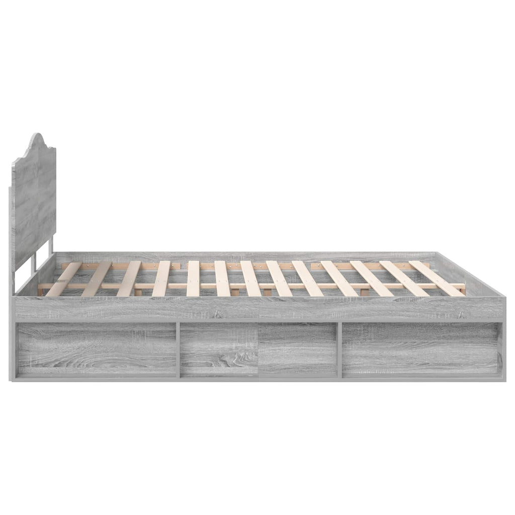 Bettrahmen Graues Sonoma 200 x 200 cm Massives Kiefernholz