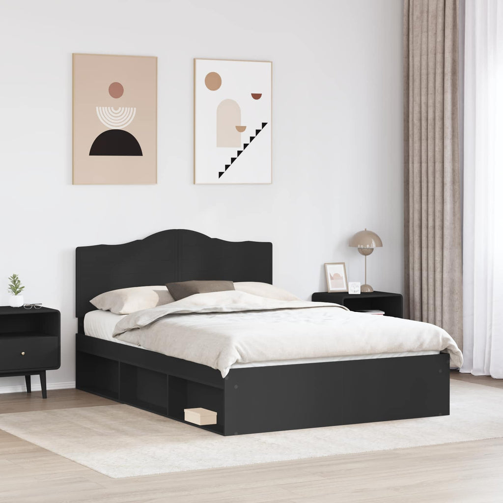 Bettrahmen Schwarz 150 x 200 cm Massives Kiefernholz