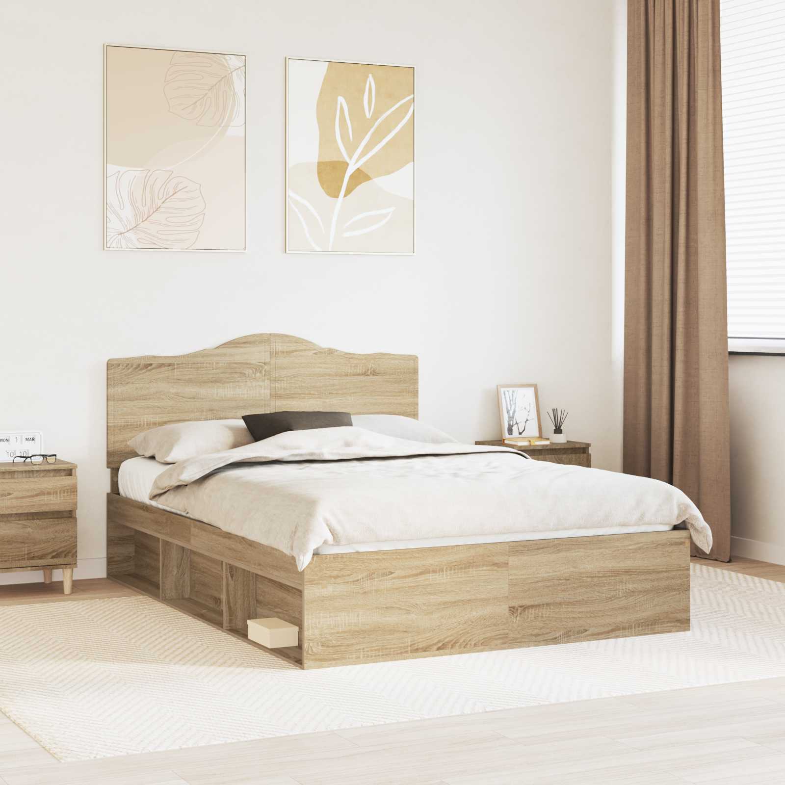 Bettrahmen Sonoma-Eiche 150 x 200 cm Massives Kiefernholz