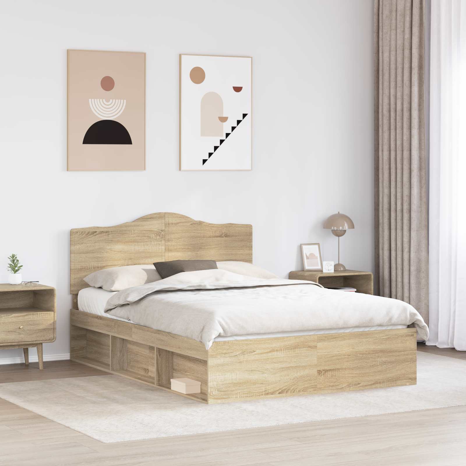 Bettrahmen Sonoma-Eiche 150 x 200 cm Massives Kiefernholz
