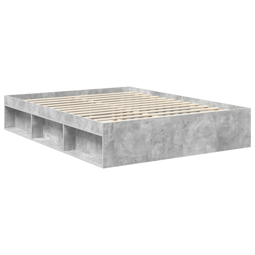 Bettrahmen Beton Grau 150 x 200 cm Massives Kiefernholz