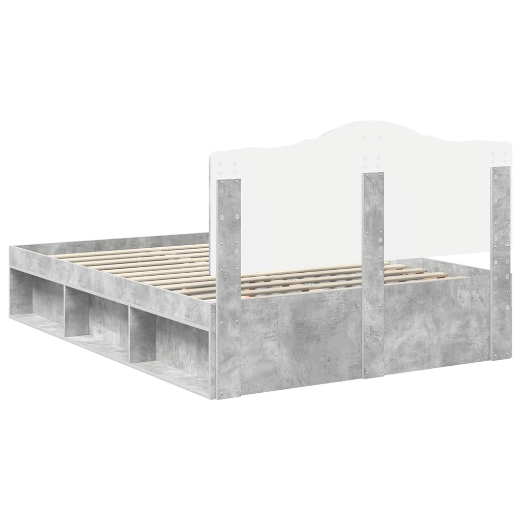 Bettrahmen Beton Grau 150 x 200 cm Massives Kiefernholz