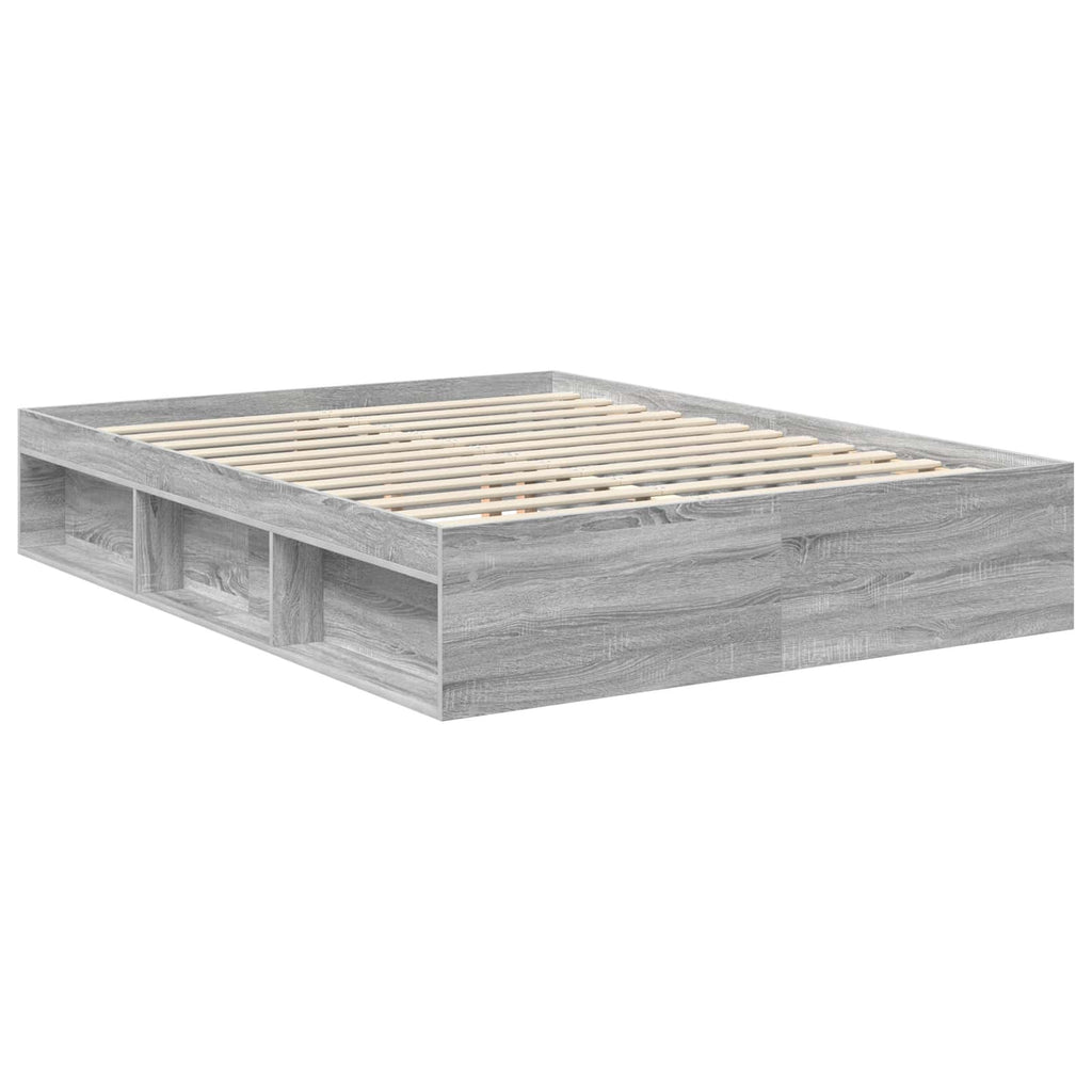 Bettrahmen Graues Sonoma 150 x 200 cm Massives Kiefernholz