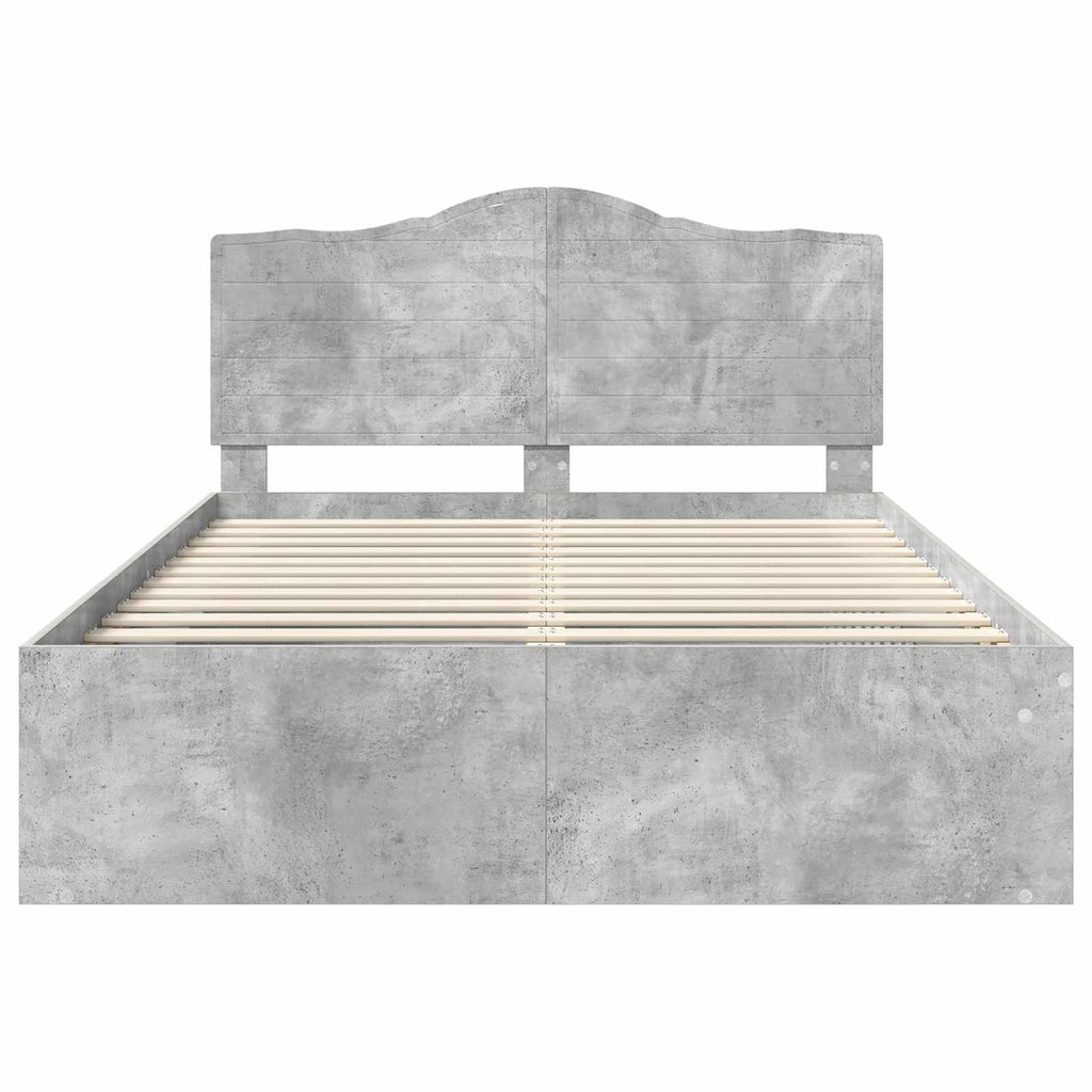 Bettrahmen mit Kopfteil Beton 140 x 200 cm Massives Kiefernholz