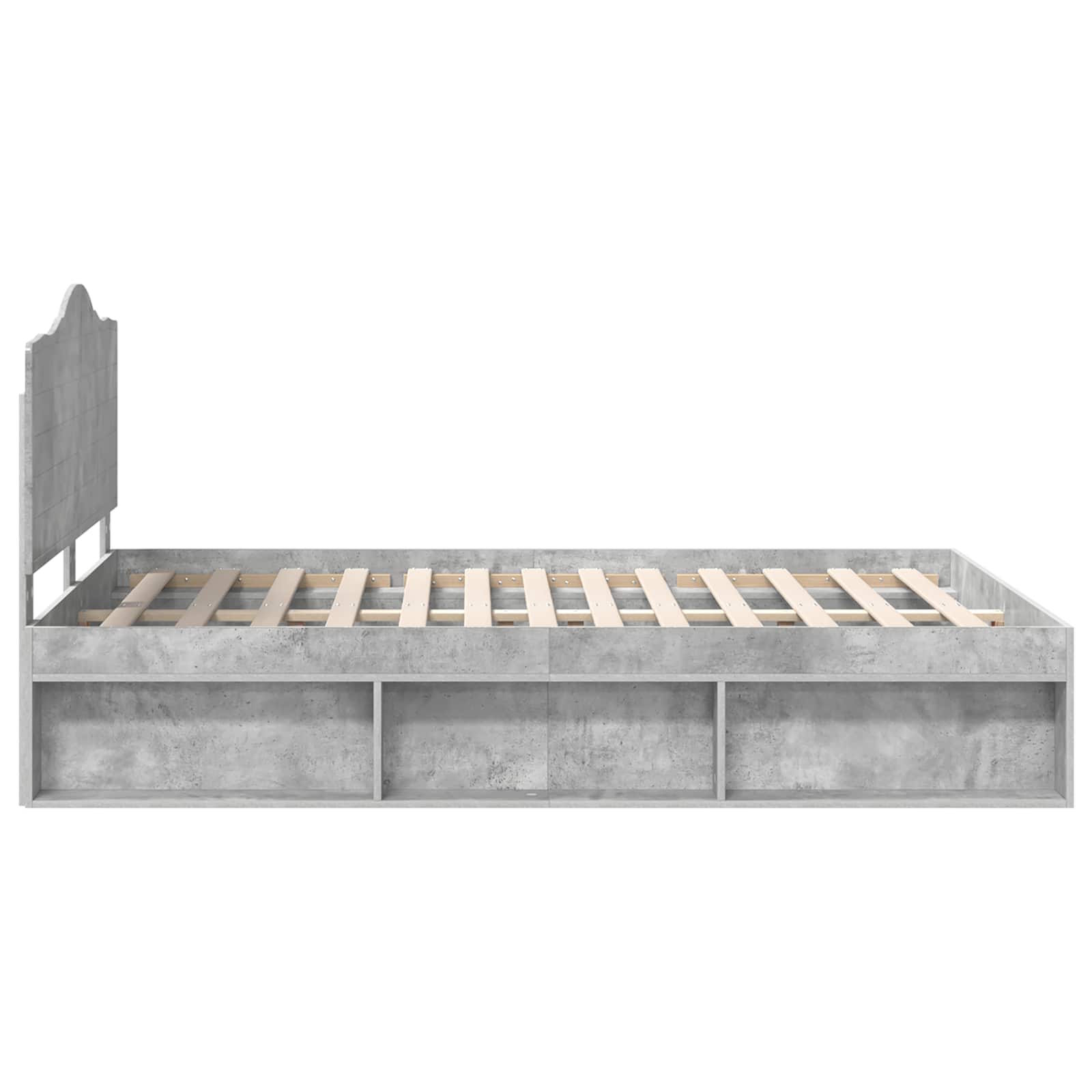 Bettrahmen mit Kopfteil Beton 140 x 200 cm Massives Kiefernholz
