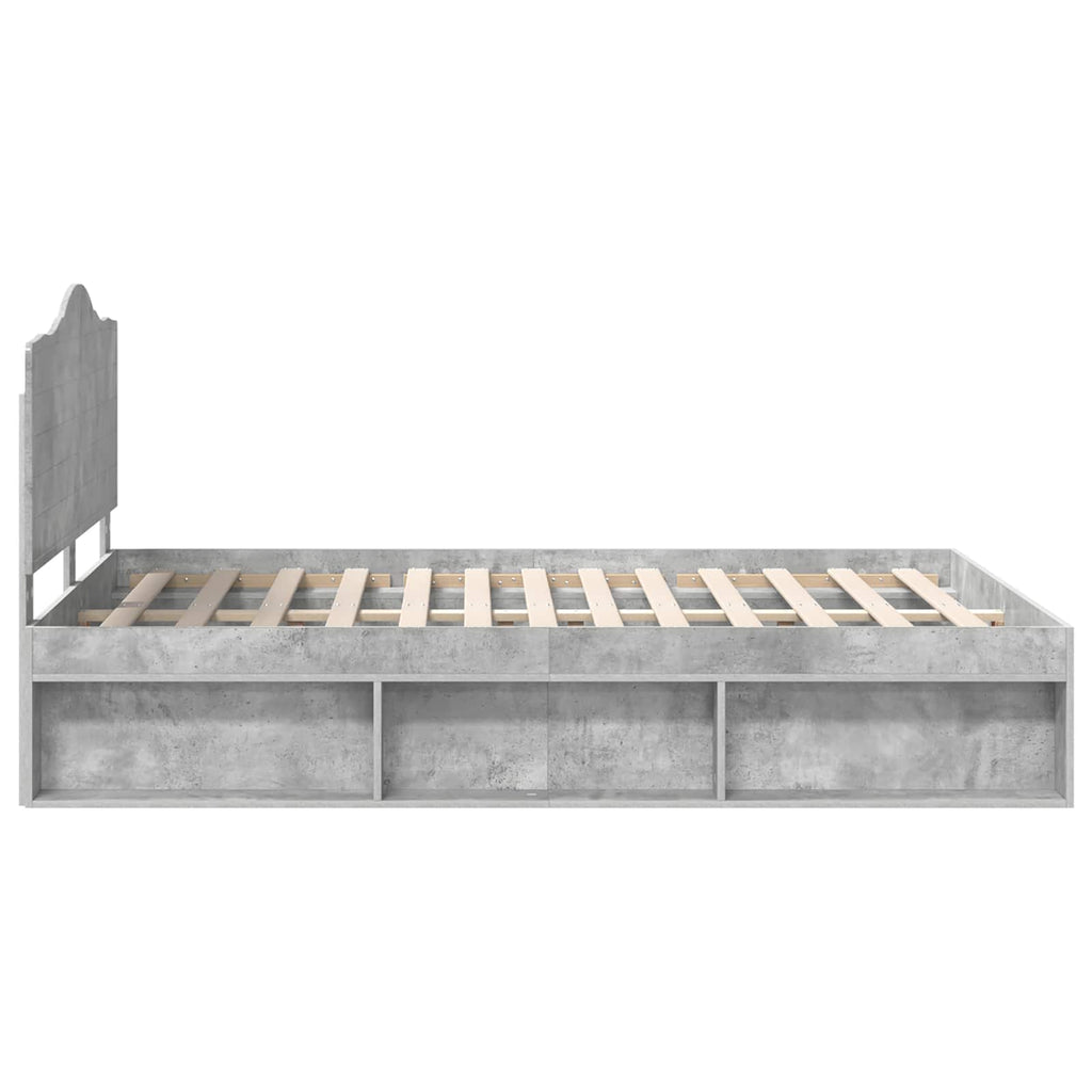 Bettrahmen mit Kopfteil Beton 140 x 190 cm Massives Kiefernholz