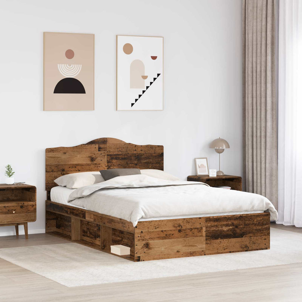 Bettrahmen Altholz 140 x 190 cm Massives Kiefernholz
