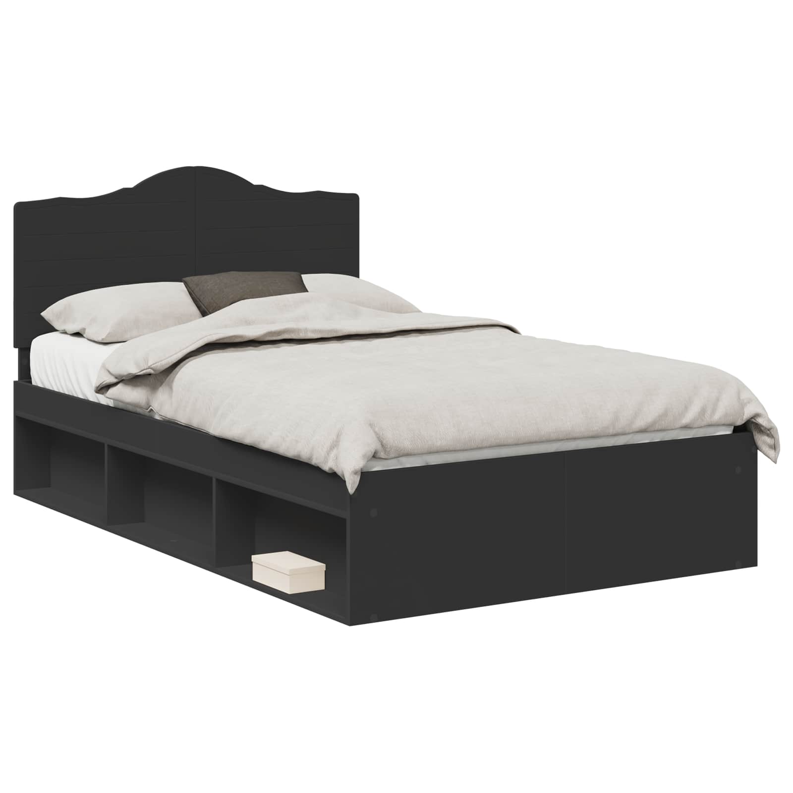 Bettrahmen Schwarz 135 x 190 cm Massives Kiefernholz