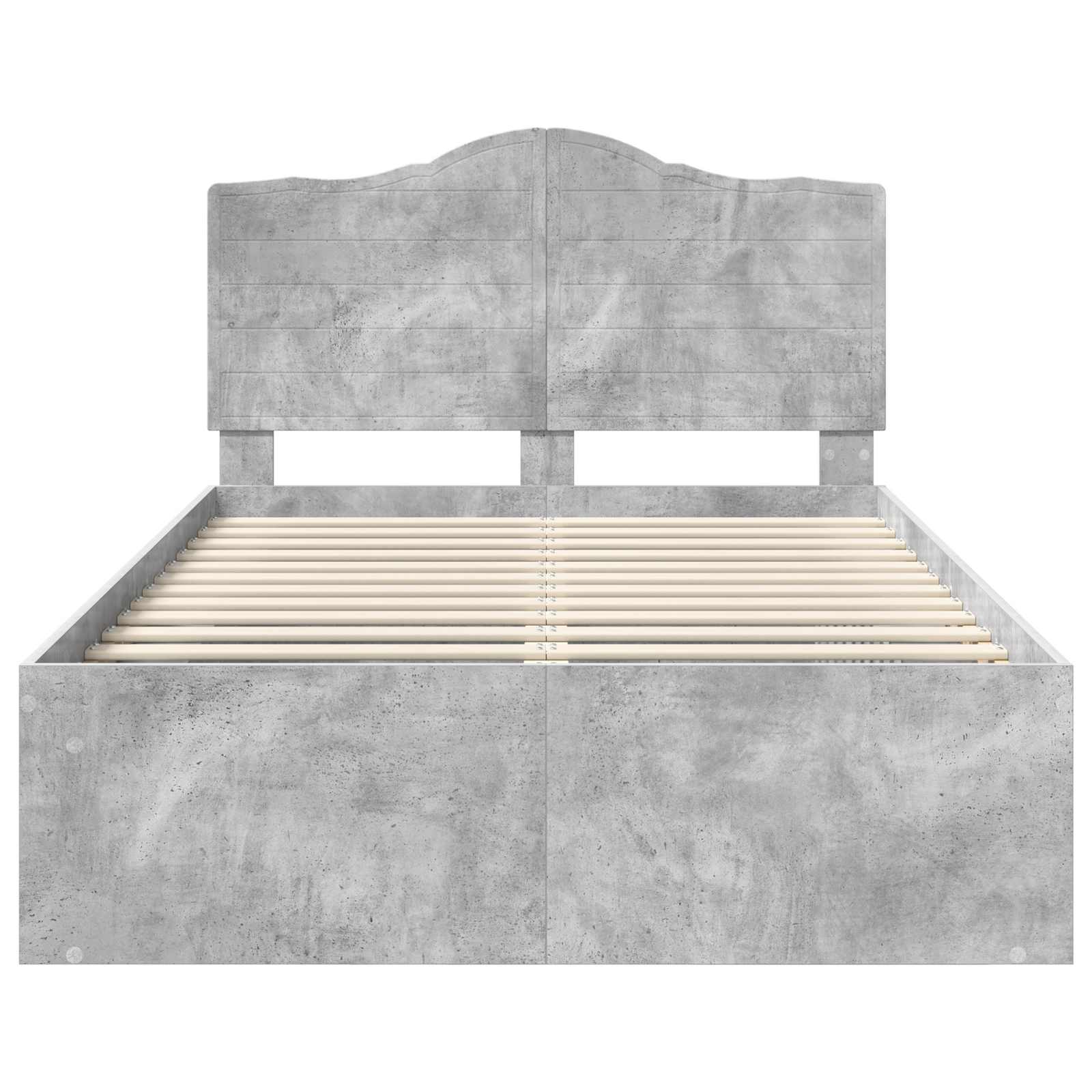 Bettrahmen Beton Grau 135 x 190 cm Massives Kiefernholz