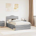 Bettrahmen Graues Sonoma 135 x 190 cm Massives Kiefernholz