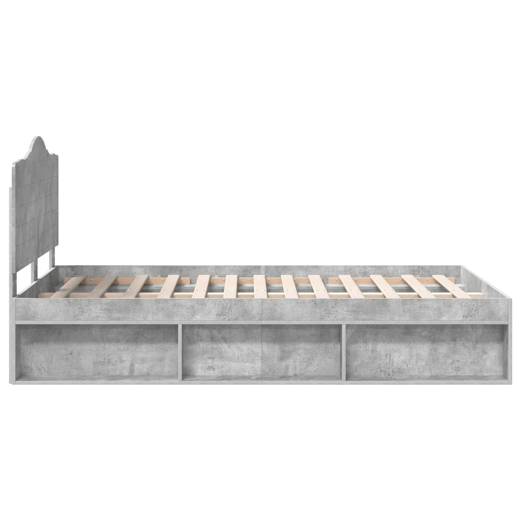 Bettrahmen mit Kopfteil Beton 120 x 200 cm Massives Kiefernholz