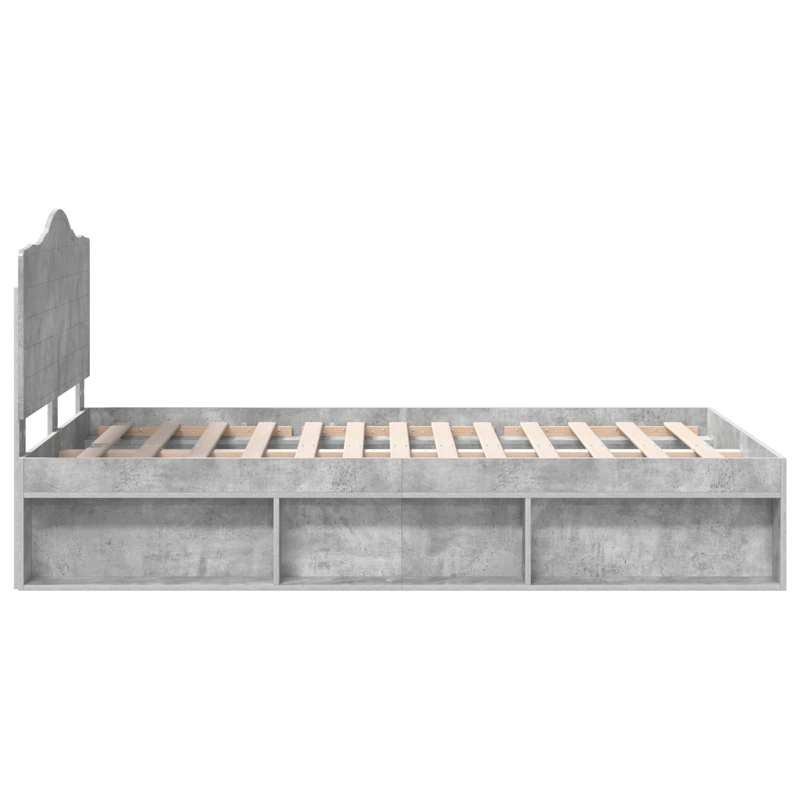 Bettrahmen mit Kopfteil Beton 120 x 200 cm Massives Kiefernholz