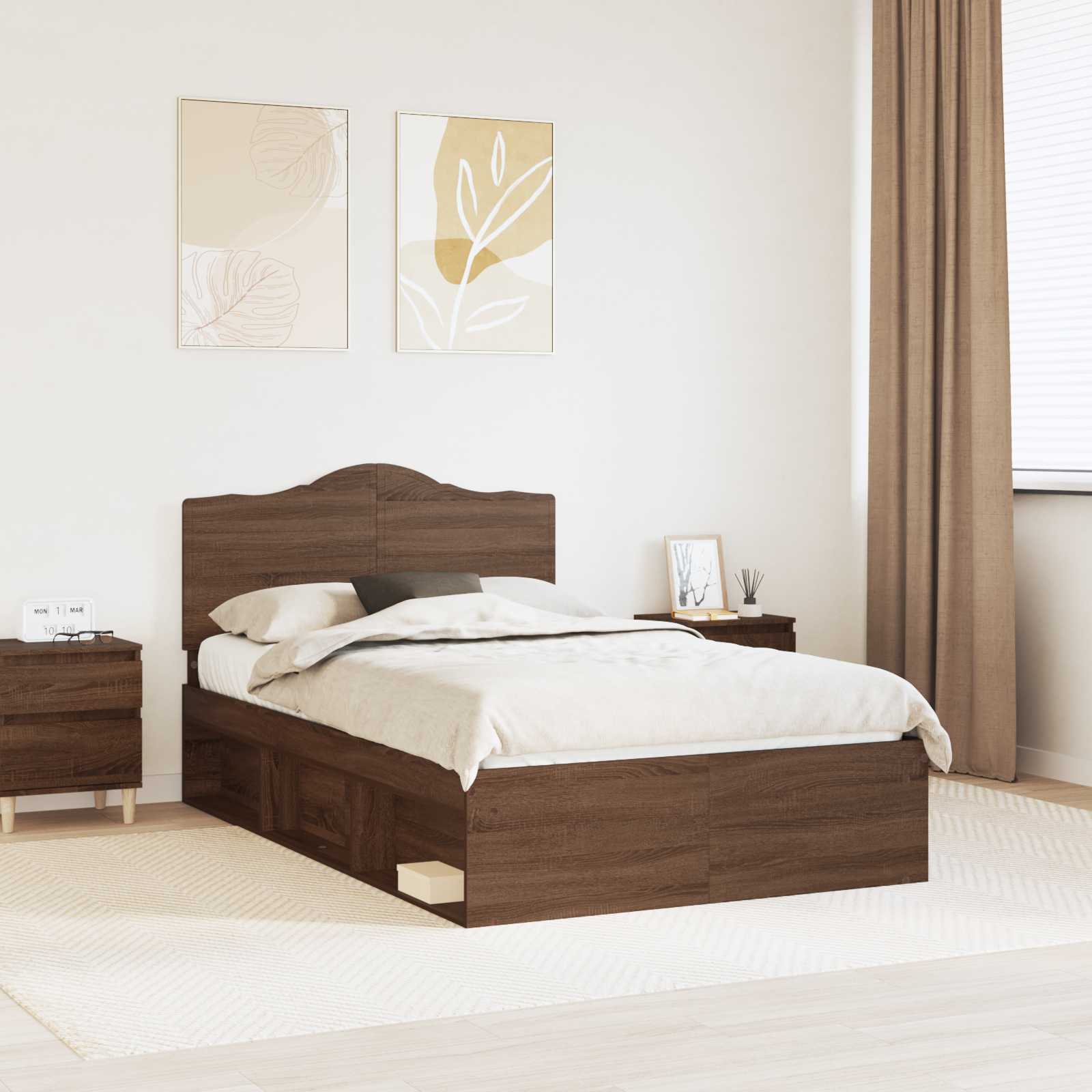 Bettrahmen Braun Eichen-Optik 120 x 200 cm Massives Kiefernholz