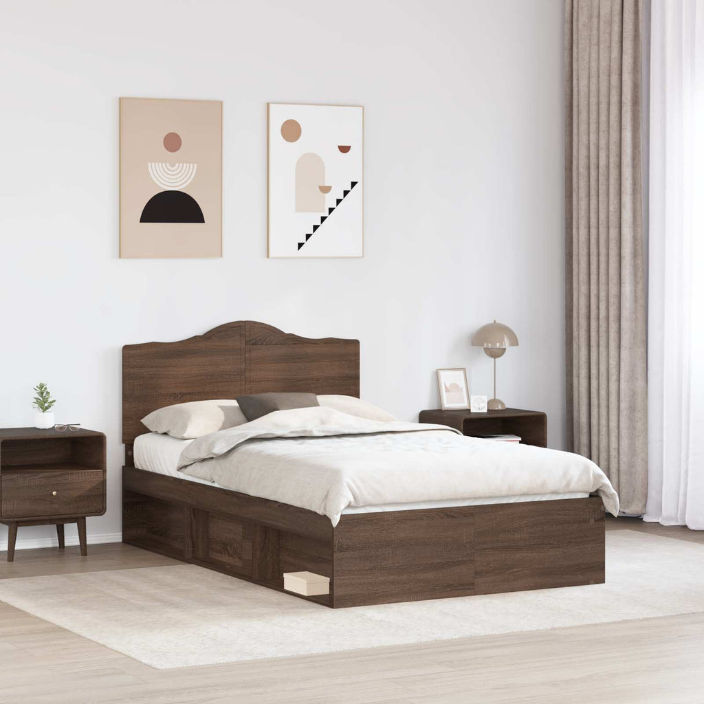 Bettrahmen Braun Eichen-Optik 120 x 200 cm Massives Kiefernholz