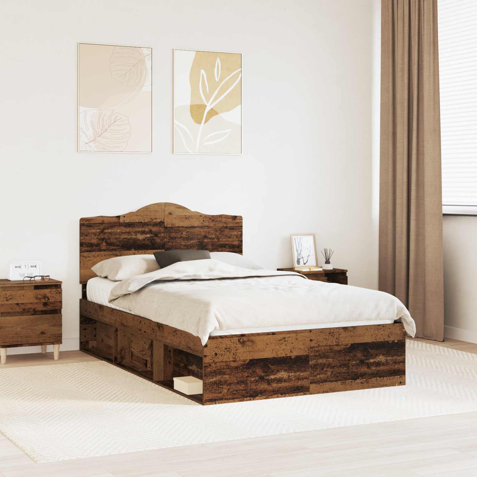 Bettrahmen Altholz 120 x 200 cm Massives Kiefernholz